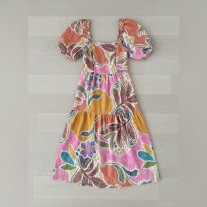 Vibrant Floral Cotton Midi Dress Size Medium Farm Rio Vibes